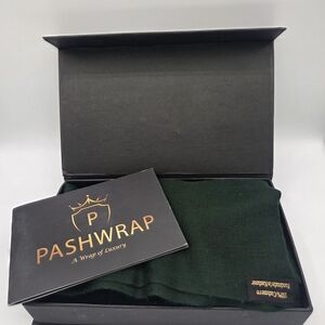 Pashwrap Hunter Green Handmade Fine Cashmere Scarf Wrap New In Box